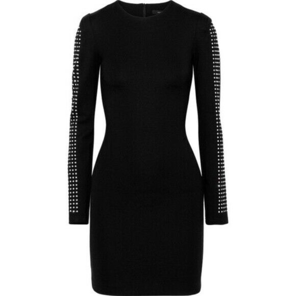 Walter Baker Tessa Crystal Embellished Crepe Mini Dress Black SIze Small Bodycon - Picture 3 of 17